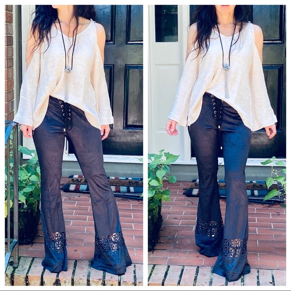 ShopEvelynne Sweaters - COLD SHOULDER BOHO CHIC OFF WHITE SWEATER